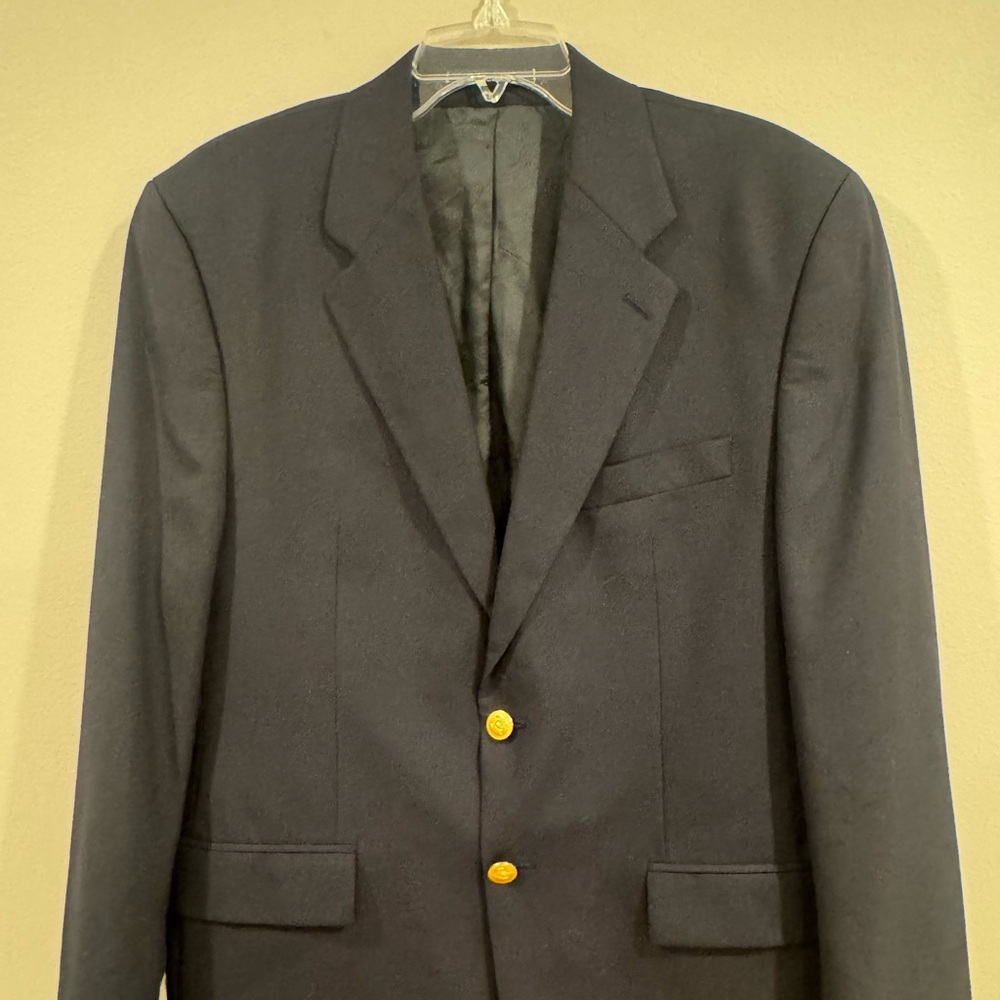 Chaps Ralph Lauren Men’s Navy Blazer 40R Pure New Wool Gold Buttons Sport Coat